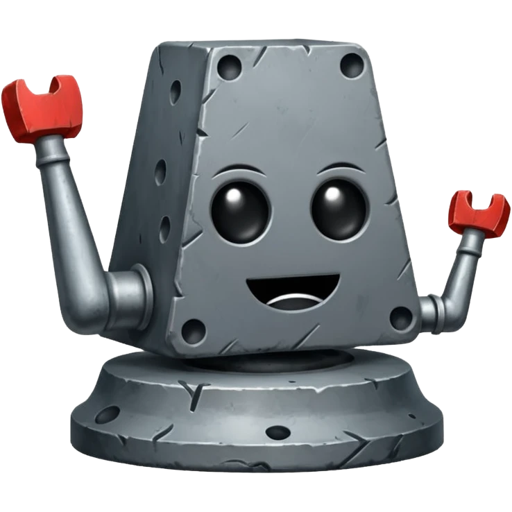 Iron anvil with poker face emoji