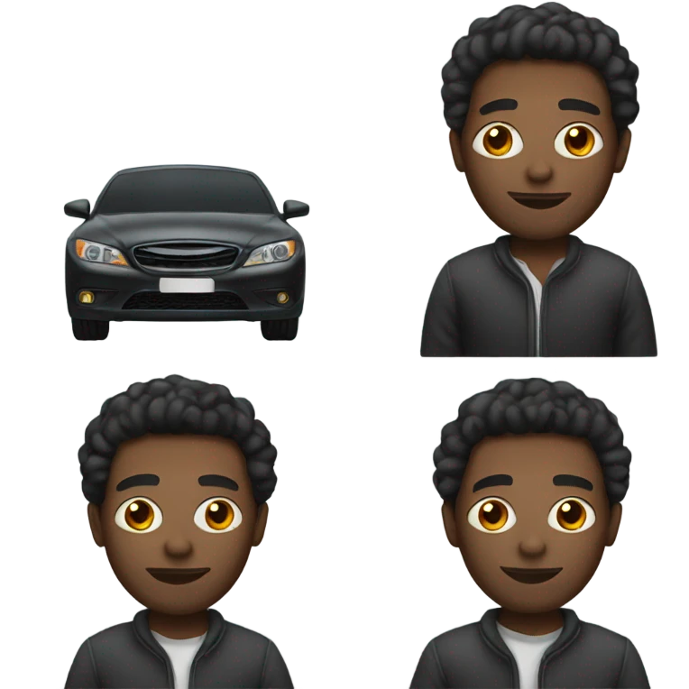 Black man with car emoji