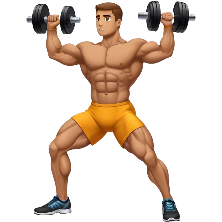 side-view bodybuilder dumbbell lunges emoji