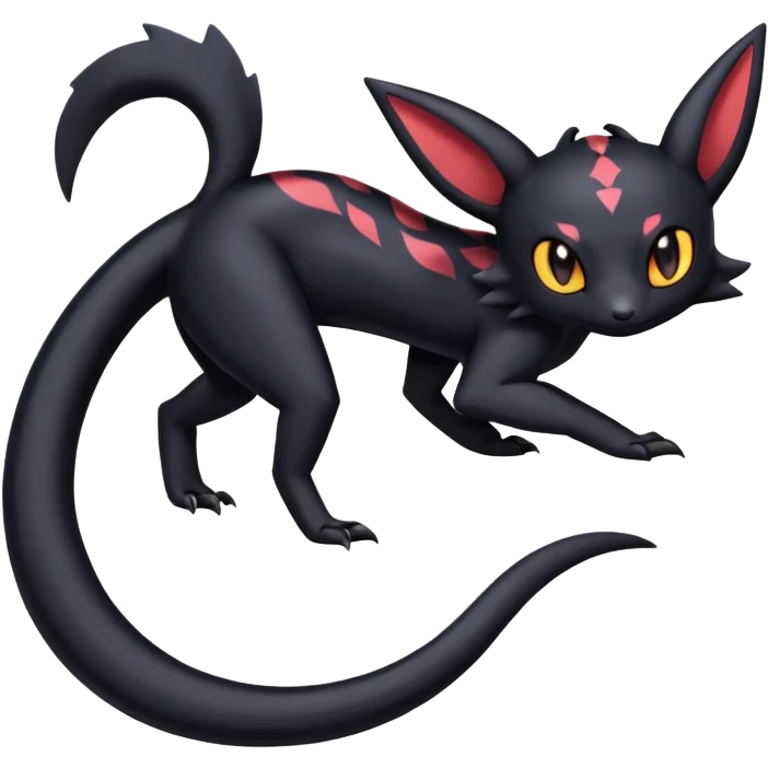 full body Salandit Umbreon Noibat Litten hybrid, standard emoji style, cute pose emoji