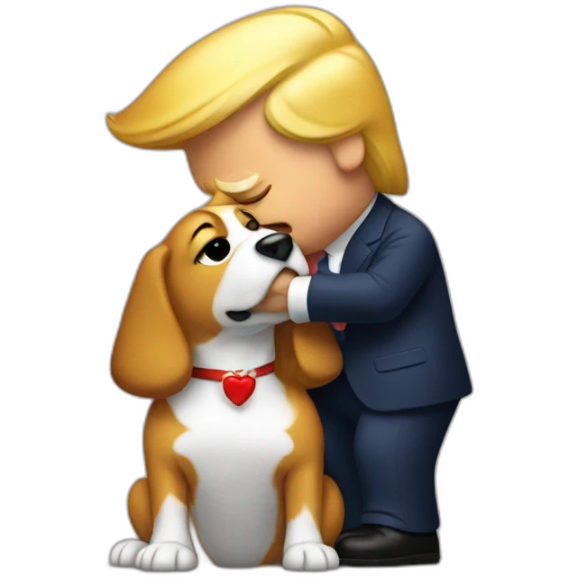 trump kissing a dog emoji