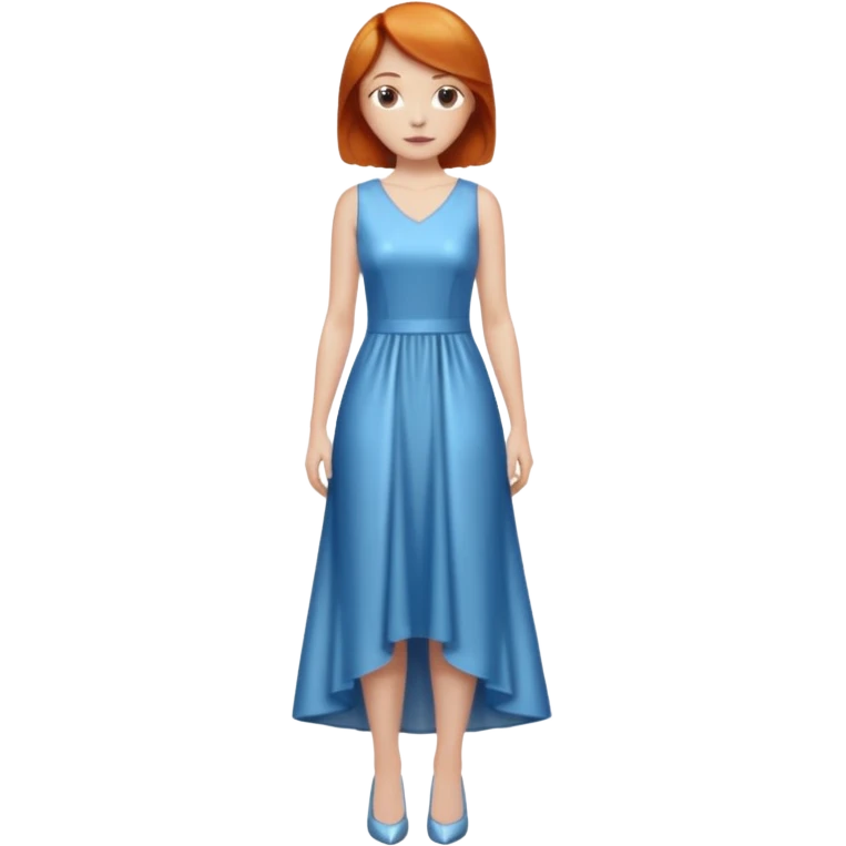woman lshort ginger hair blue shiney long dress full body emoji