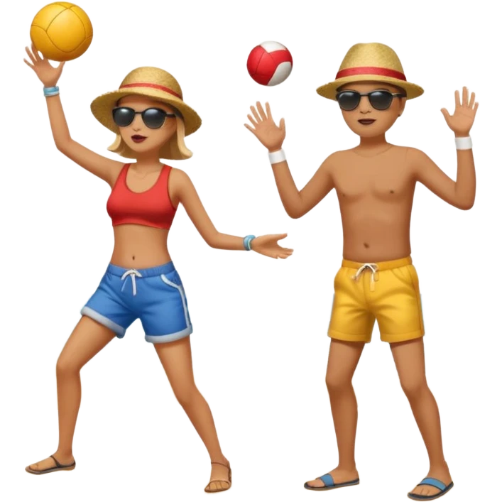 Throwing a ball at the beach to another person. Only one ball. emoji