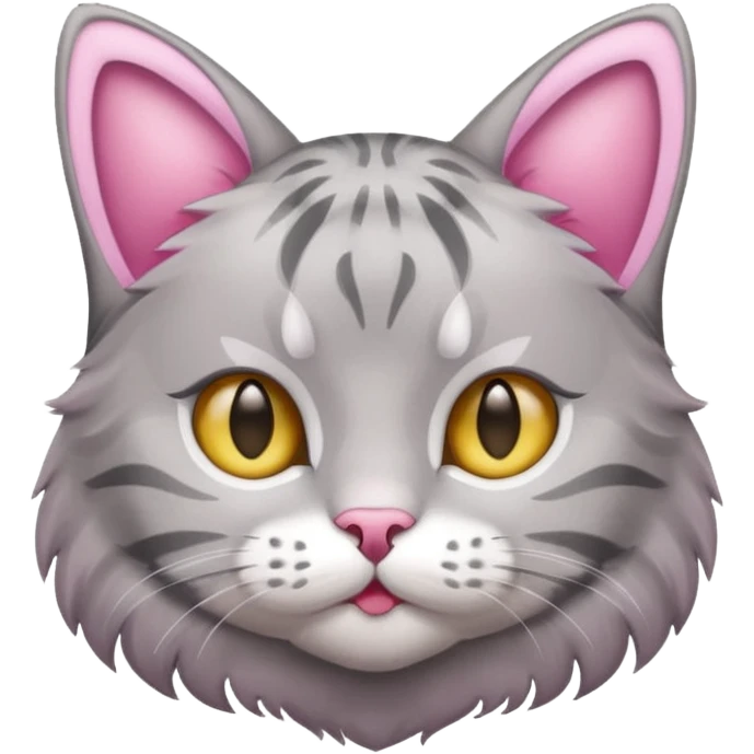 grey tabby cat: pink ears fur emoji