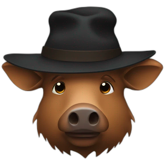 fullface depressed brown boar  black winter hat emoji