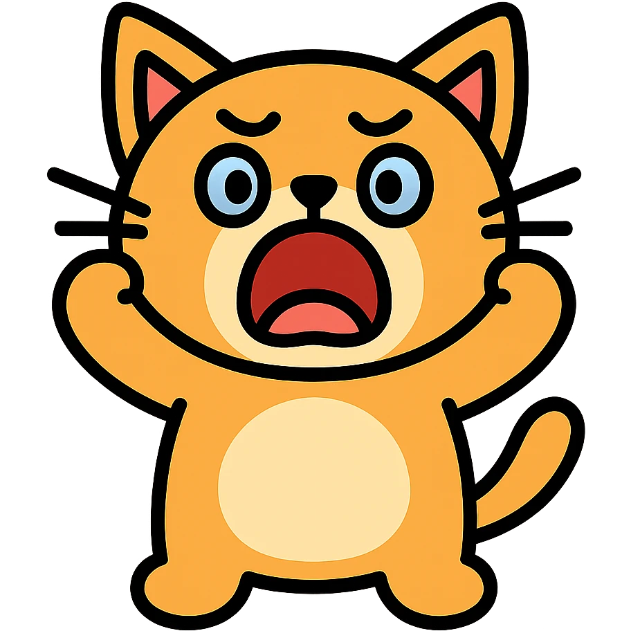 color outline icon style cute cat, shouting 'Help!' (no text included as icon-color-outlined style does not support text) emoji