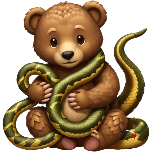 Bear hugging a snake emoji