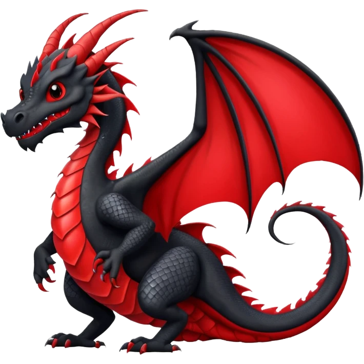 Black and red dragon holding large blank sign emoji