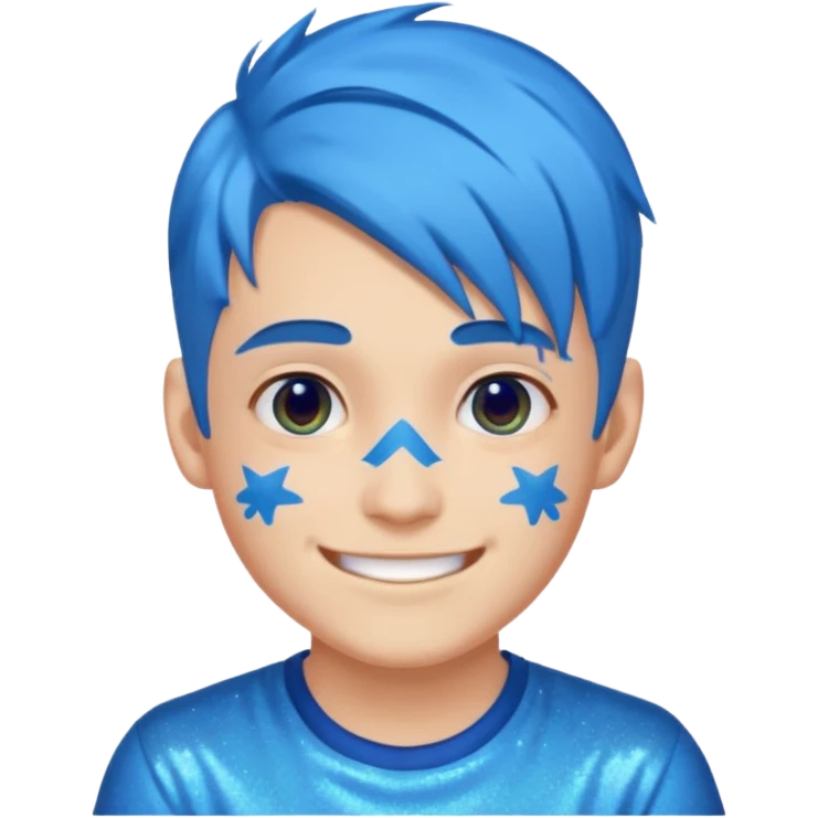 glitter blue gamer boy happy blue hair emoji