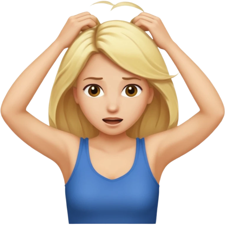 blonde woman pulling her hair out  emoji