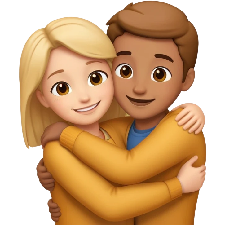 Two characters hugging each other warmly emoji