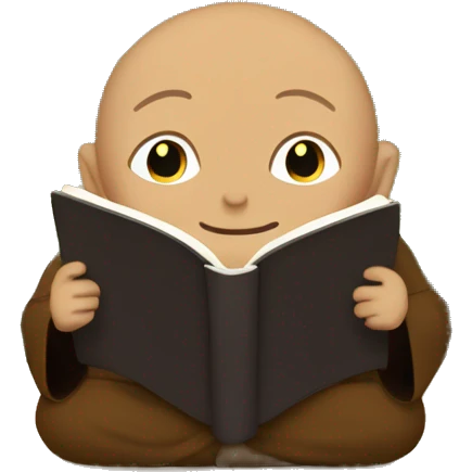 A monk in front of the tunnel reading a book emoji