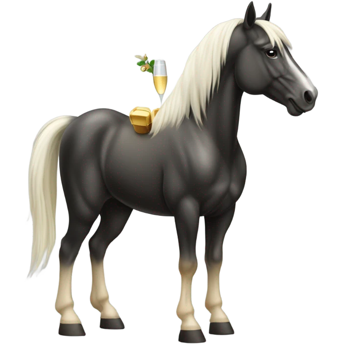 Horse holding a Champaign glass emoji