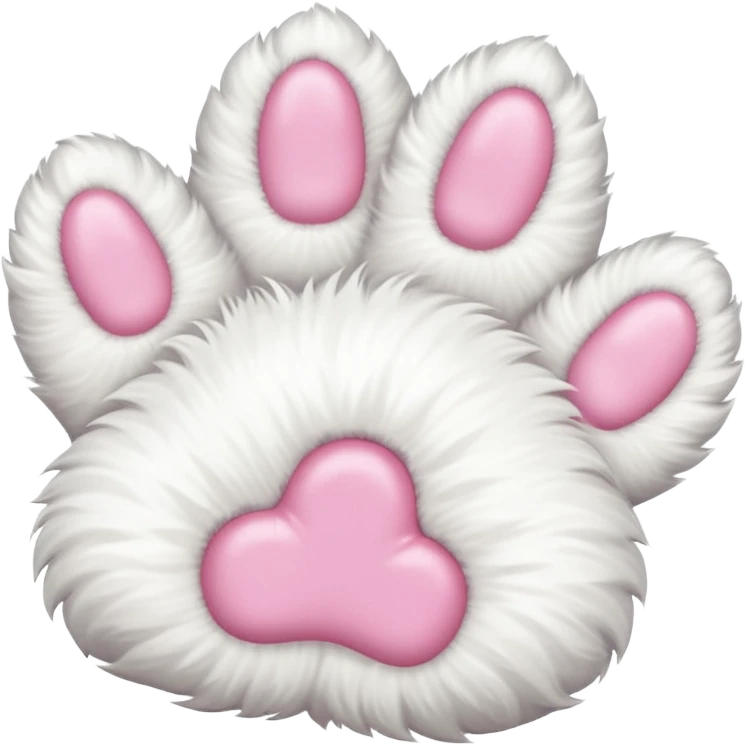 white cat fluffy paw, from the bottom, cute, kawaii emoji