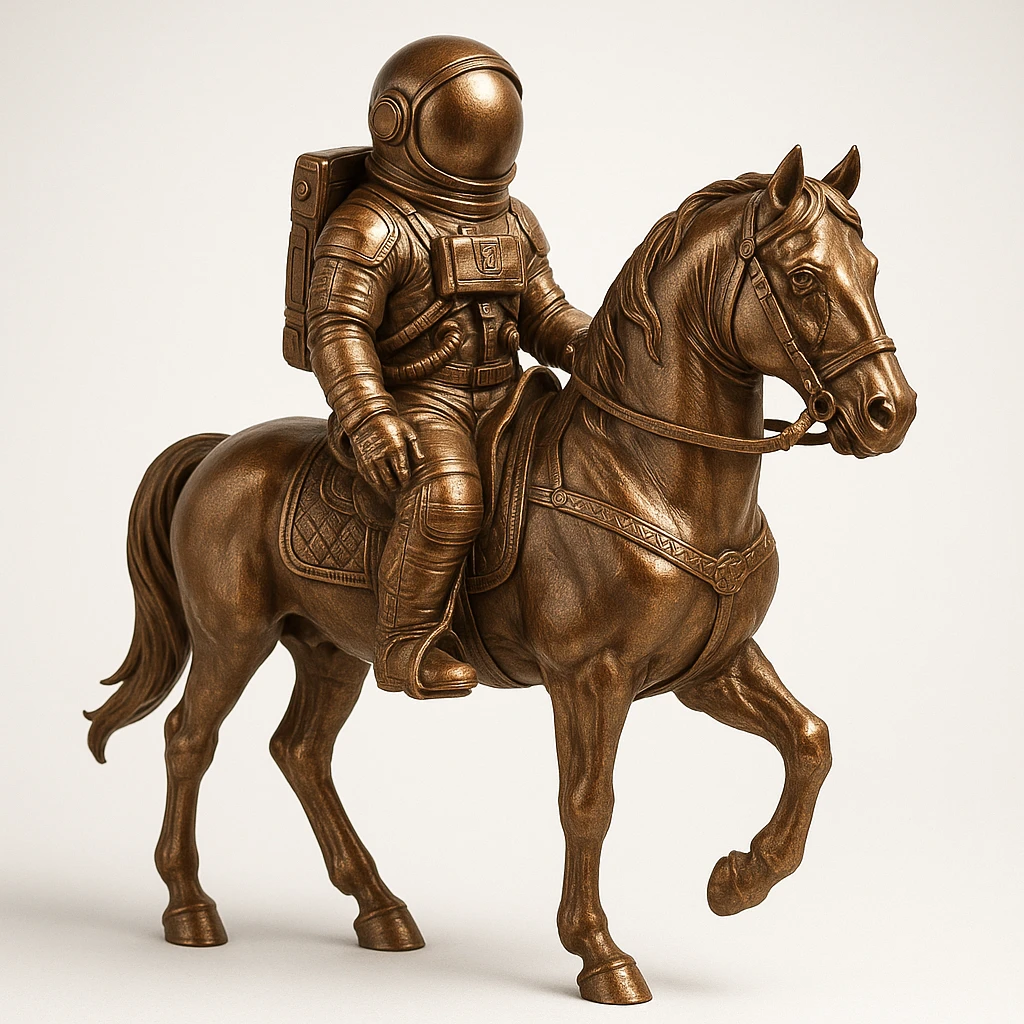 astronaut on horseback with stars in background emoji