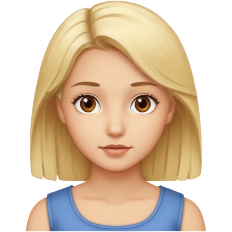 Make me a blonde girl with brown eyes, her hair a little past her shoulders. emoji