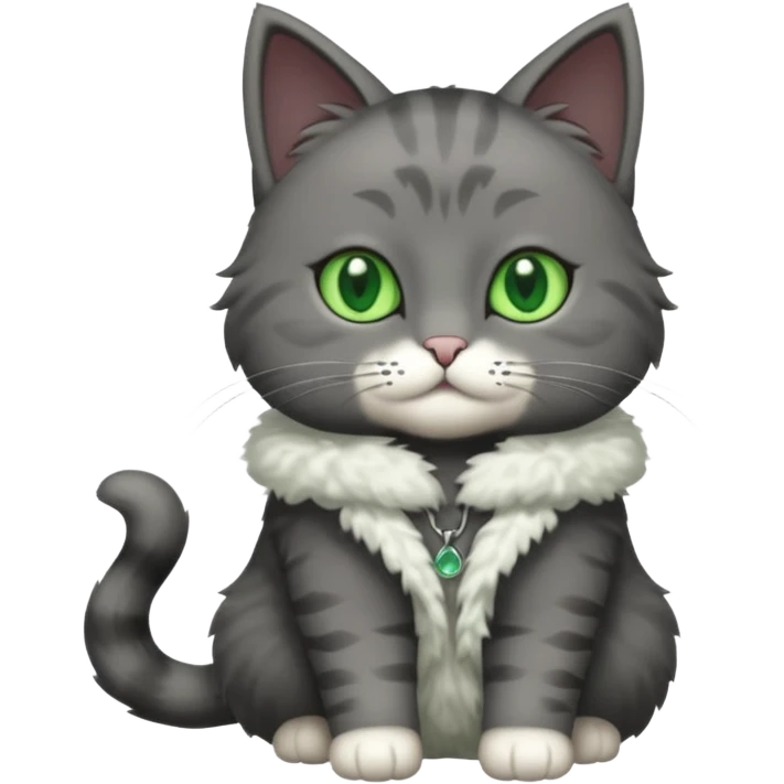 full body solid dark grey cat with green eyes and white paws emoji
