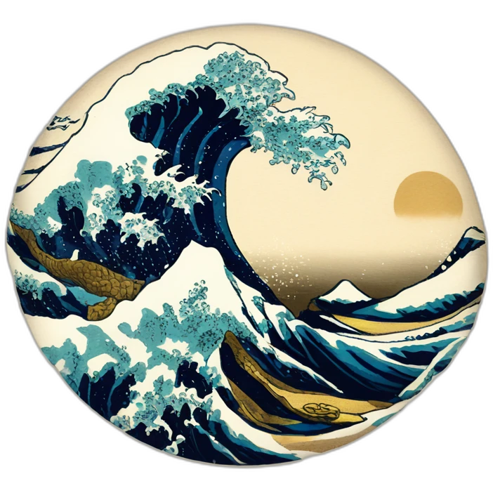 Hokusai in the style of Salvador Dali emoji