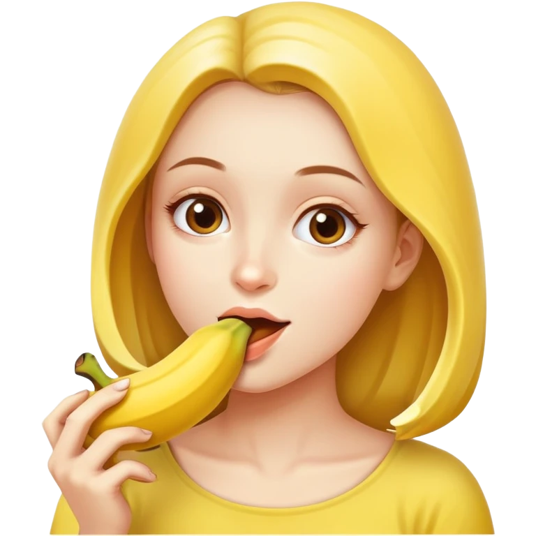 a beautiful girl with banana i her hand and she is eating it emoji