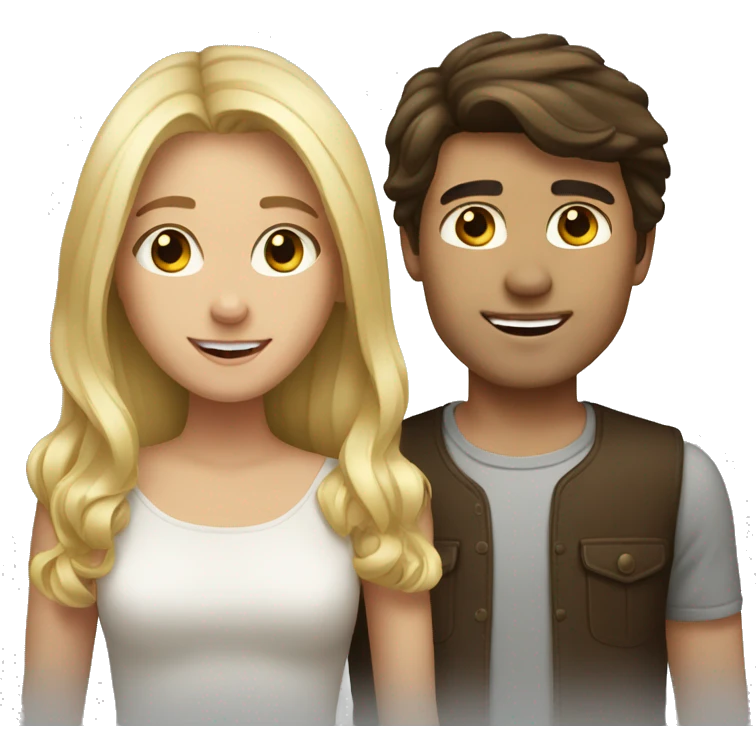 Brunette girl and blond guy  emoji