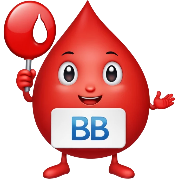 blood drop character holding a BRB sign emoji