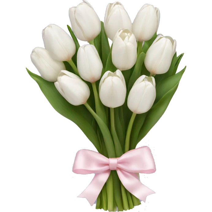 White tulips bouquet with light pink bow  emoji