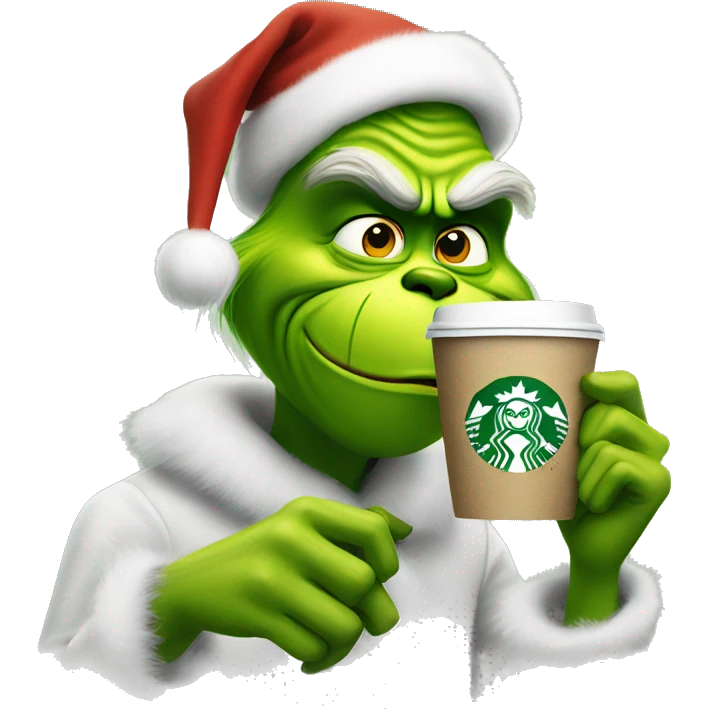Grinch drinking Starbucks emoji