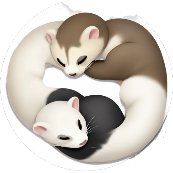2 ferrets sleeping forming yin yang emoji