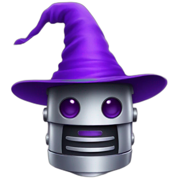robot with purple wizard hat emoji