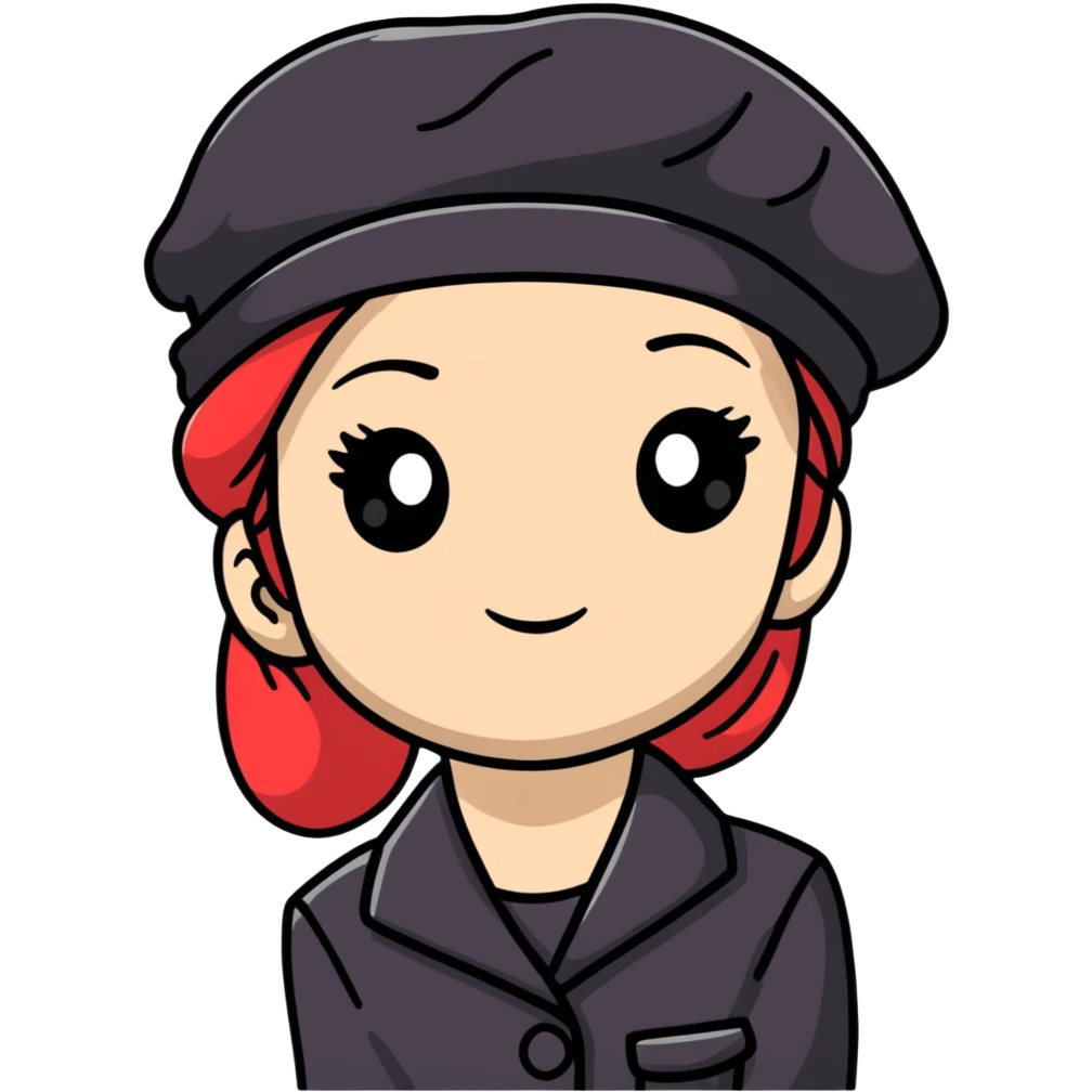 girl wearing a black beret emoji