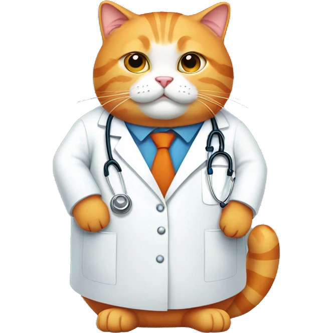 Fat orange cat dressed as a doctor emoji