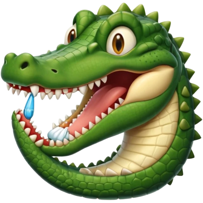 an alligator opening its mouth with a dentist emoji