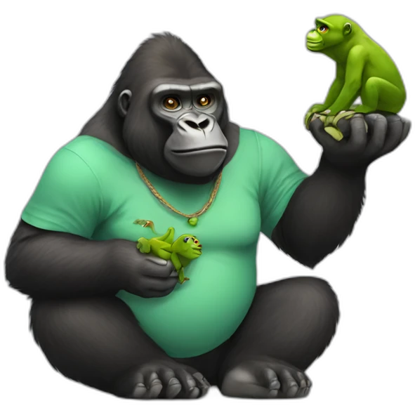 Gorilla holding frogs emoji
