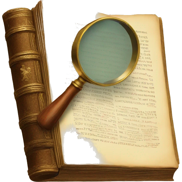 vintage book with magnifying glass emoji