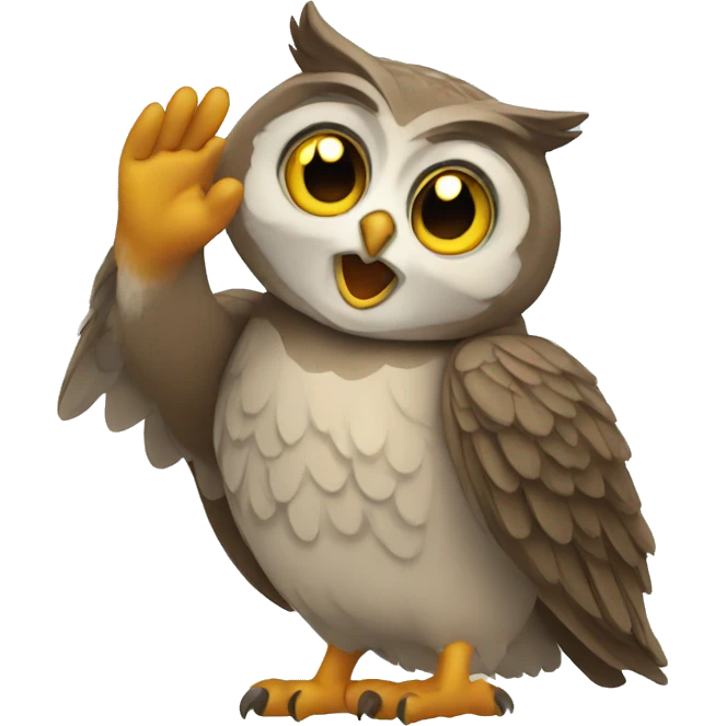 owl waving emoji