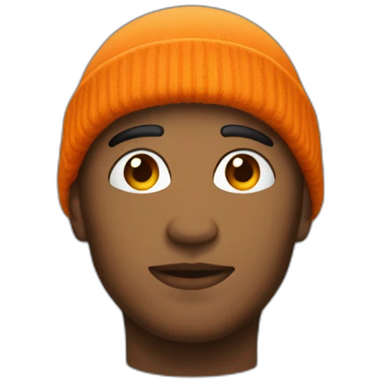 Persona sin pelo con gorro de lana naranja emoji