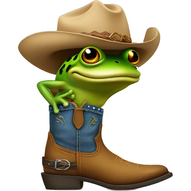 Frog wearing cowboy boots emoji