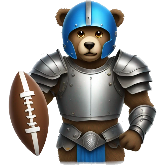 blue eyes bear in armor playing football emoji