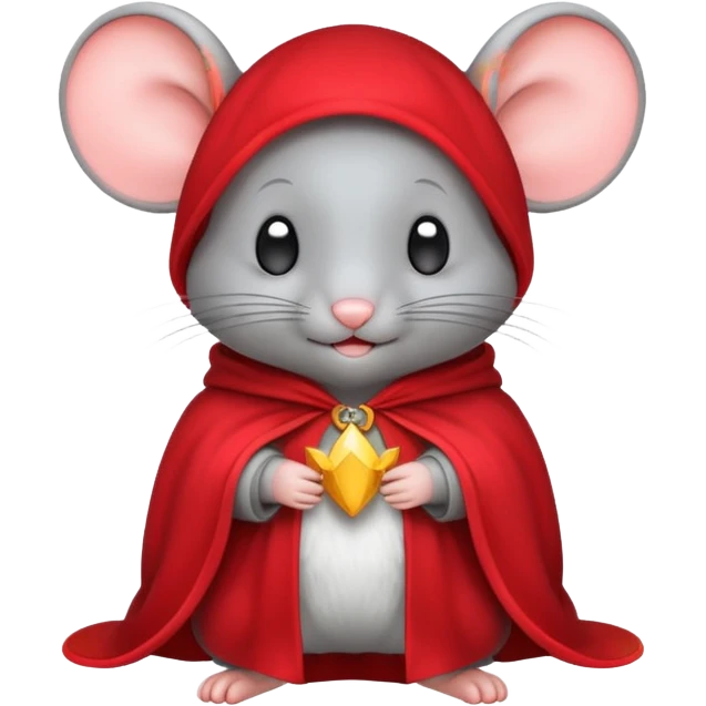 baby grey mouse, in magic red cloak emoji