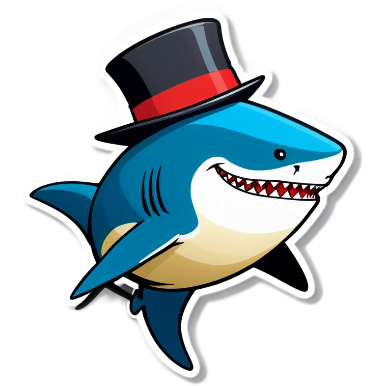 Shark with a top hat emoji