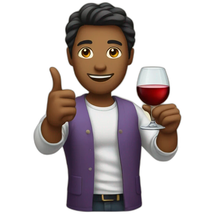 person with wine glass and shaka emoji