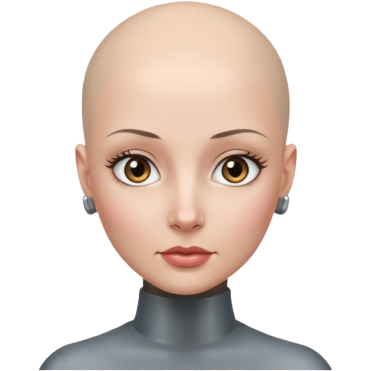 정말 예쁜 미인인데 대머리인 근데 머리 부분만 철로 되어있는 emoji