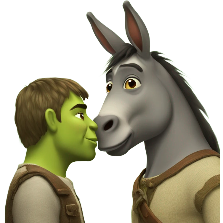 Shrek kissing donkey emoji
