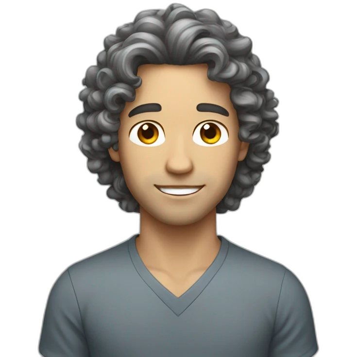 guy with long dark curly hair, white skin emoji