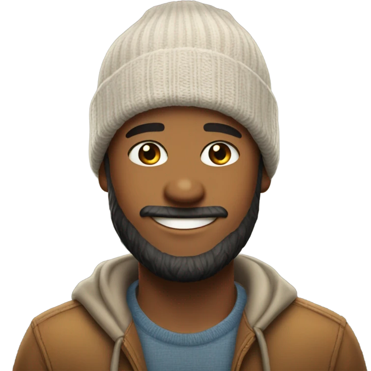 smiling bearded boy in beanie emoji