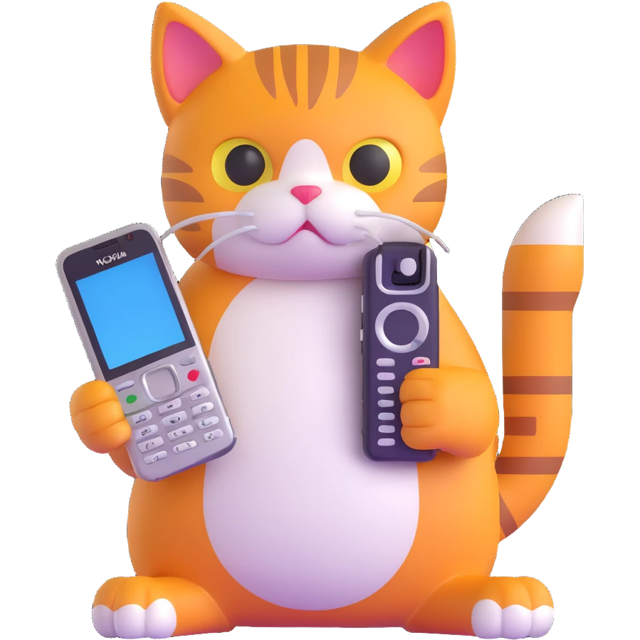 cat with nokia n73 phone emoji