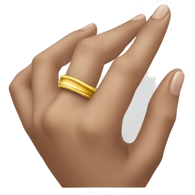 Hand wearing one simple gold ring on the pinky  emoji
