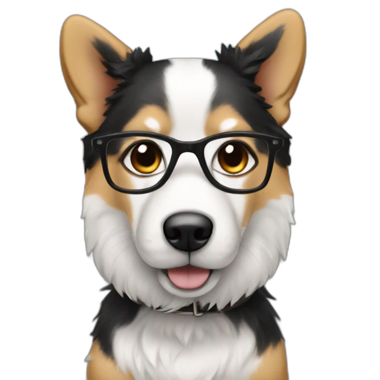 man white black hair with glasses and beard on a dog corgy emoji