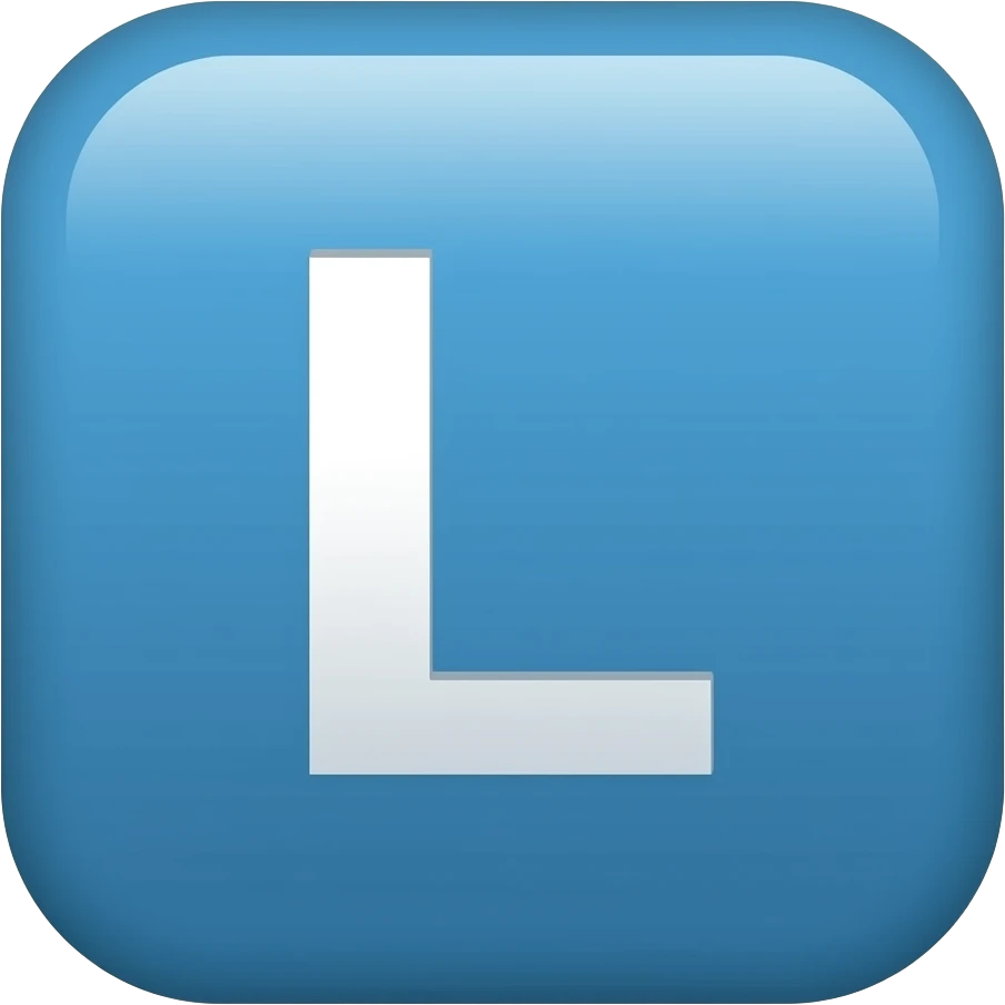 Crie um emojis. com a letra L com fundo azul emoji