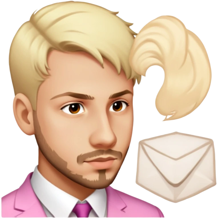 male, wearing a rosa formal shirt, brown hair emoji